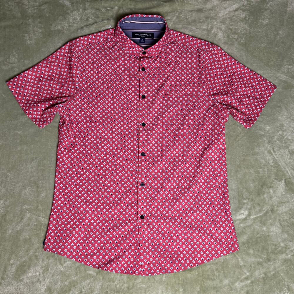 Mizzen+Main Performance Stretch Button Shirt Short Sleeve Geometric Print